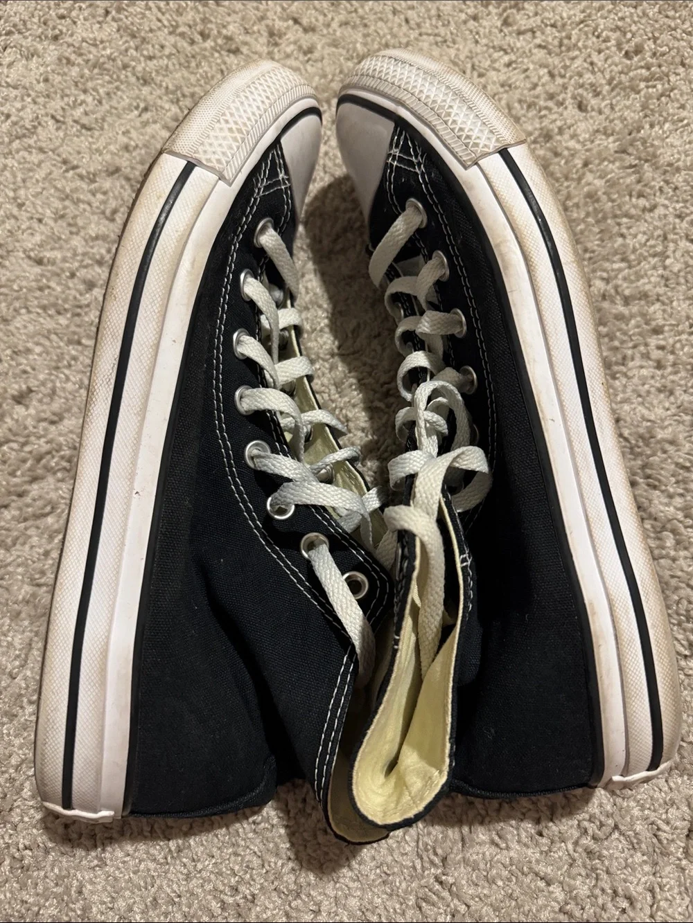 Converse Black and White High Top Chuck Taylors - Picture 4 of 4